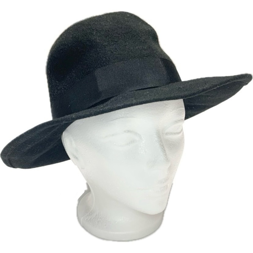 VTG Simpsons Doeskin 100% Wool Felt Hat GEO. BOLLMAN & CO. Black